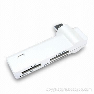 All-in-one Multi Card Reader with 180° Rotatable USB 2.0 Connector, No Extra Power Needed